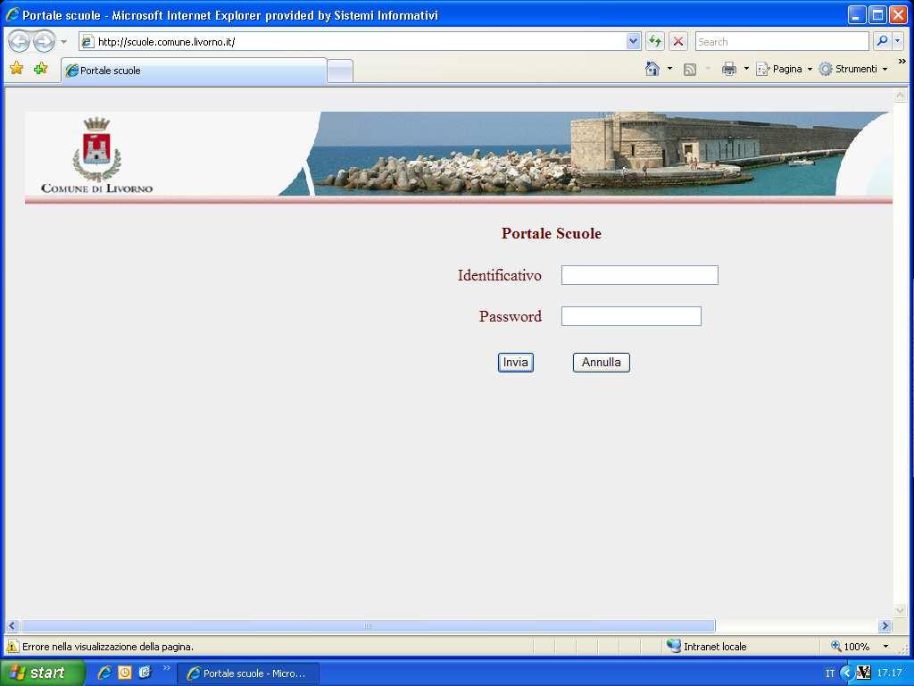 1 - ACCESSO AL PORTALE Il portale scuole è raggiungibile digitando l indirizzo http://scuole.comune.livorno.