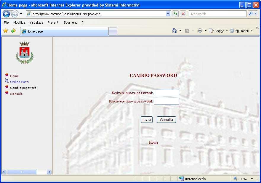 2 CAMBIO PASSWORD Con cambio password si procede alla modifica della password.