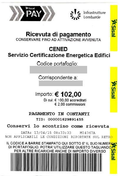 verificare la corrispondenza tra il codice dichiarato e il beneficiario della ricarica (CENED) e l'importo che si intende ricaricare.