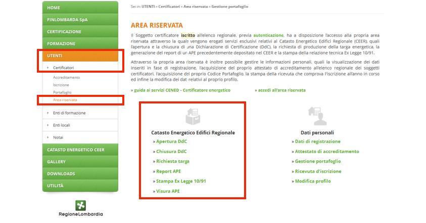 Aggiornamento 13/11/2017 Guida ai servizi CENED Certificatore energetico 5.