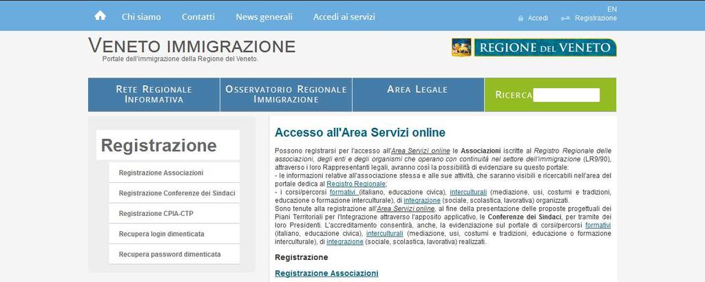 1. Accesso Per accedere all area di registrazione dedicata cliccare sulla voce