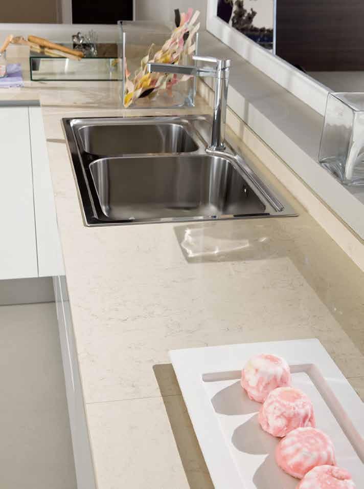 Detail: quartz worktop and washing area with