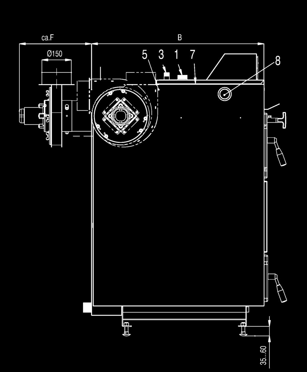 Il ventilatore ad aspirazione crea una depressione nella camera di combustione, convogliando l aria primaria e secondaria tramite le aperture previste nella camera di combustione.