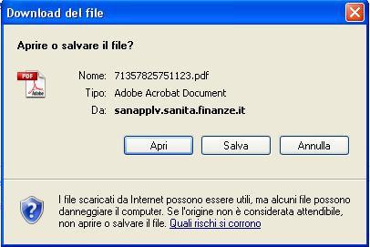 tasto STAMPA CERTIFICATO si apre la finestra Download del file :