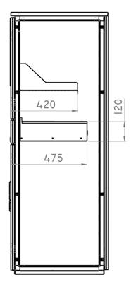 L'armadio comprende: ripiano porta monitor, ripiano estraibile per mouse e tastiera, porta inferiore e porta posteriore.