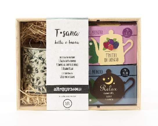 T-SANA Tisane e tazza in confezione regalo Codice: 1048 Peso: 80 g (IVA 22% inclusa) Da definire Confezione: pz Settore: S5 L ARTE DELL INFUSO SI FONDE CON L ARTIGIANATO DAL MONDO Due tisane, Frutti