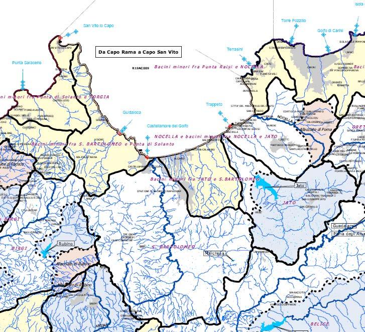 Tratto marino-costiero da Cefalù a Capo Zafferano: 50,0 45,0 40,0 BOD N P 35,0 30,0 [%] 25,0 20,0 15,0 10,0 5,0 Carichi di BOD, N e P rilasciati dai vari bacini afferenti, distinti in base al tipo di