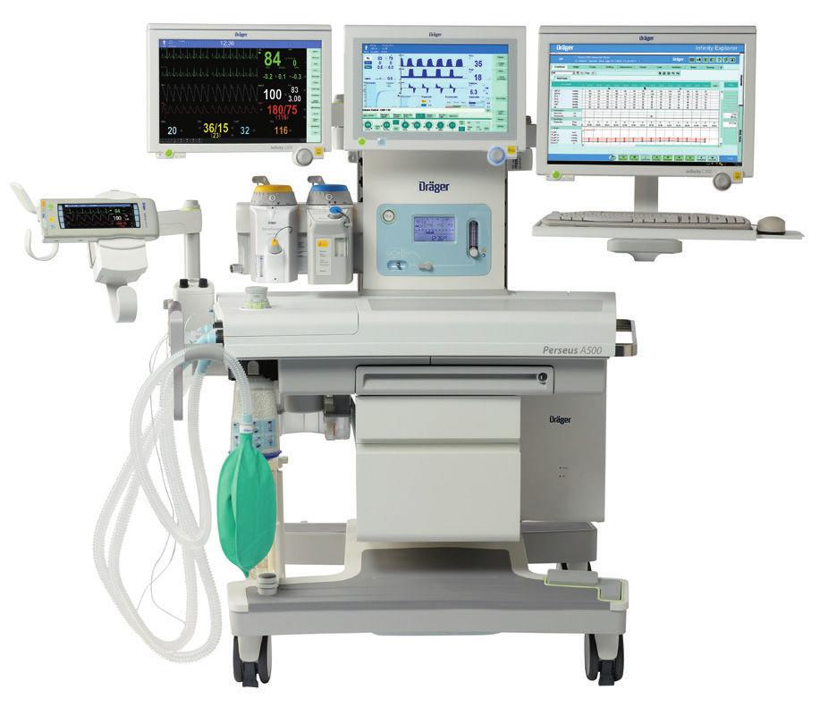 Dräger Perseus A500 Workstation per anestesia Una consolidata tecnologia di ventilazione si unisce agli ultimi standard di ergonomia e integrazione dei sistemi in un innovativo macchinario per