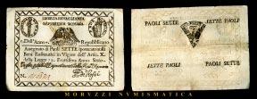 L assegnato, cartamoneta innovativa della Rivoluzione francese, viene imposto a Roma dalla legge del 10 settembre 1798, accanto ai Resti dei Banchi, contro le cedole pontificie che si andavano sempre