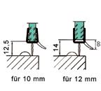 spessore 10-12 mm Con labbro di sigillatura inferiore e deflettore per l'acqua lungo 8 mm Vetro spessore 10 + 12 mm Lunghezza 2160 mm