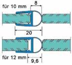 6 + 8 mm Lunghezza 2160 mm Materiale plastica Massima temperatura costante 60 C BO 5213517 Guarnizioni Vetro spessore 10-12 mm con soffietto