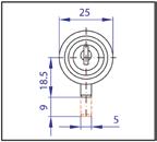 Serratura / cilindro pomello 6 mm Direzione chiusura verso il basso Vetro spessore 6 mm Foro nel vetro ø