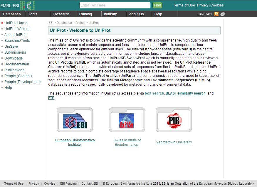 UniProt: Universal Protein Resource - http://www.ebi.ac.uk/uniprot/index.