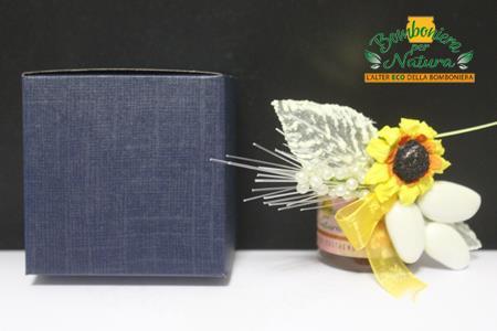 BLU LINE elegante scatola blu che contiene vasetto di miele naturale a scelta