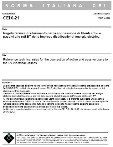 prodotti, processi, sistemi e impianti elettrici (Legge 186/68) CT 316 - Connessione alle reti elettriche di distribuzione Alta, Media e