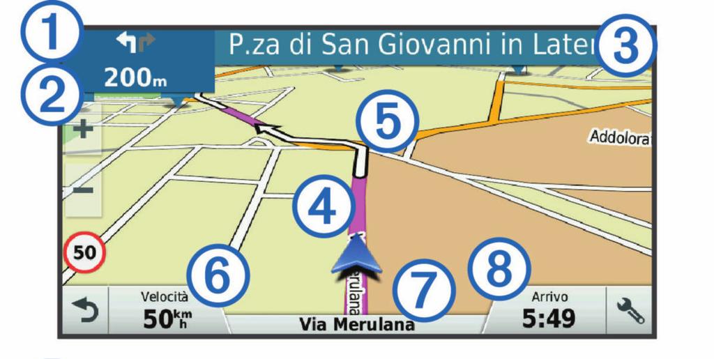 Avvio di un percorso 1 Selezionare Dove si va? e cercare una posizione (Ricerca e salvataggio di posizioni, pagina 7). 2 Selezionare una posizione.