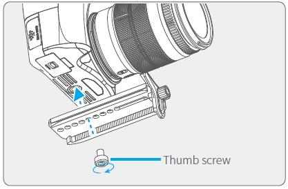 2. Manuale d uso Attenzione: leggere le seguenti istruzioni prima di avviare il gimbal (1) Inserimento della batteria (2) Montare la fotocamera