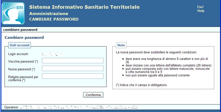 8. Componenti applicative 8.1. Amministrazione Autenticazione Autorizzazione Questa sezione dell applicazione fornisce all operatore la funzione per cambiare la propria password del sistema. 8.1.1 Cambiare password La funzione cambiare password consente la modifica della password, di cui viene richiesta una seconda digitazione.