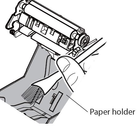 In caso di contatto tra il rotolo della stampante o la testina termica e le mani, pulire il rotolo e/o la superficie della testina termica con alcool, come specificato nell'ultima parte di questa