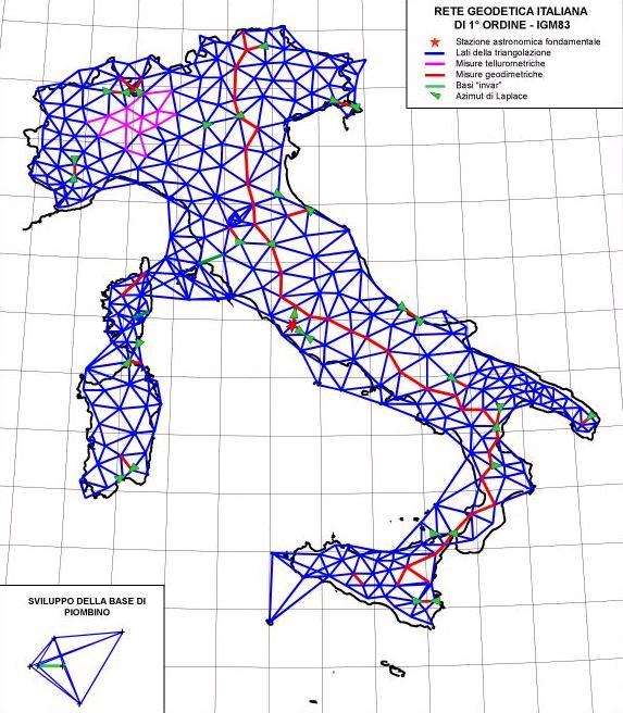 a) Datum Roma 40 (detto anche M.Mario 1940). Sino alla realizzazione italiana del datum ETRS89 mediante la rete IGM95 (v. oltre) il datum Roma 40 costituiva il Sistema geodetico nazionale.