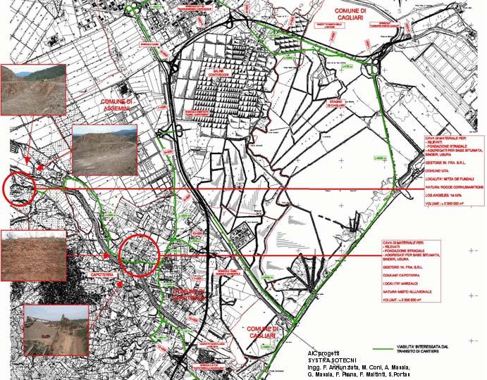 I gradi di progettazione: progetto definitivo Siti di cava, di deposito temporaneo, di recupero e di discarica: a) planimetria rappresentativa dei siti di cave e di deposito temporaneo di recupero e