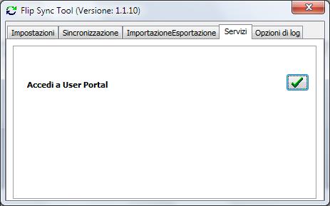 Flip Sync Tool Guida di riferimento SERVIZI Accedi a User Portal Facendo clic sul pulsante, l'utente viene automaticamente indirizzato allo User Portal del centralino FLIP nel quale è possibile