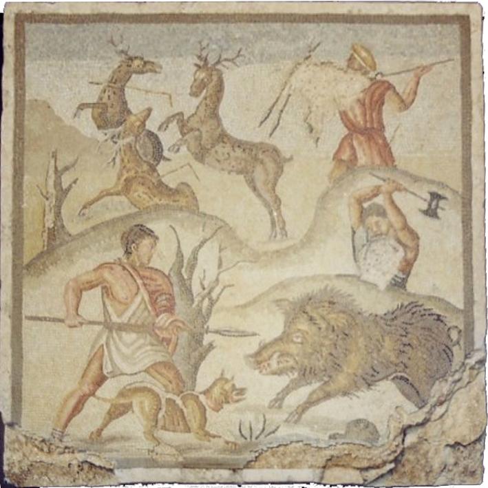 Primo uso sistematico del vetro, mosaici in opus vermiculatum, Chiusi (Siena), 80-60 BC fine III