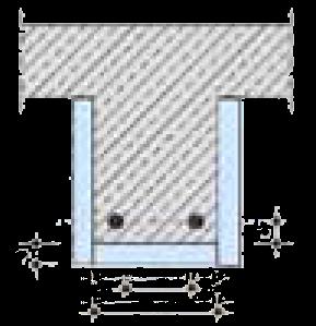 TRAVI IN C.A. semplicemente appoggiate o continue Ignilastre GKF 1 x 12,5 mm 1 x 15 mm 1 x 25 mm 2 x 12,5 mm 2 x 25 mm b min Classificazione di resistenza al fuoco R 30 R 60 R 90 R 120 a copriferro b