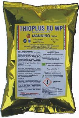 fertilizzanti in polvere micronizzata THIOPLUS 80 WP POLVERE BAGNABILE Zolfo idrosospendibile CORRETTIVO - Zolfo (S) totale (esente da Selenio) 80% Correttivo, fitonutriente coadiuvante nella lotta