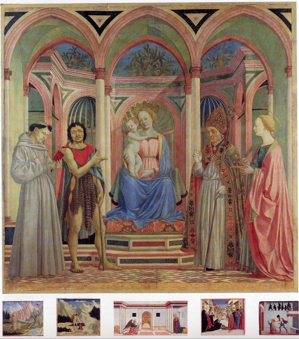 Pala di Santa Lucia de Magnoli 1445 circa La tavola principale a Firenze, Uffizi La predella: scene 1 e 2 a