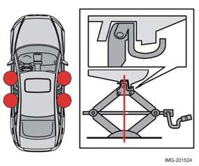 Ruote e pneumatici Sostituzione delle ruote ATTENZIONE! Non infilarsi mai sotto l automobile quando è sollevata con il martinetto.