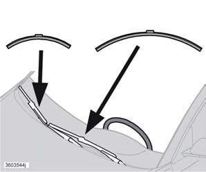 Manutenzione e assistenza Spazzole dei tergicristalli NOTA! Le spazzole dei tergicristalli sono di lunghezza diversa.