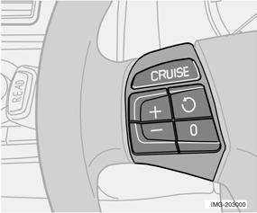 Strumenti e comandi Regolatore elettronico della velocità (optional) Inserimento I comandi del regolatore elettronico della velocità si trovano sulla parte sinistra del volante.