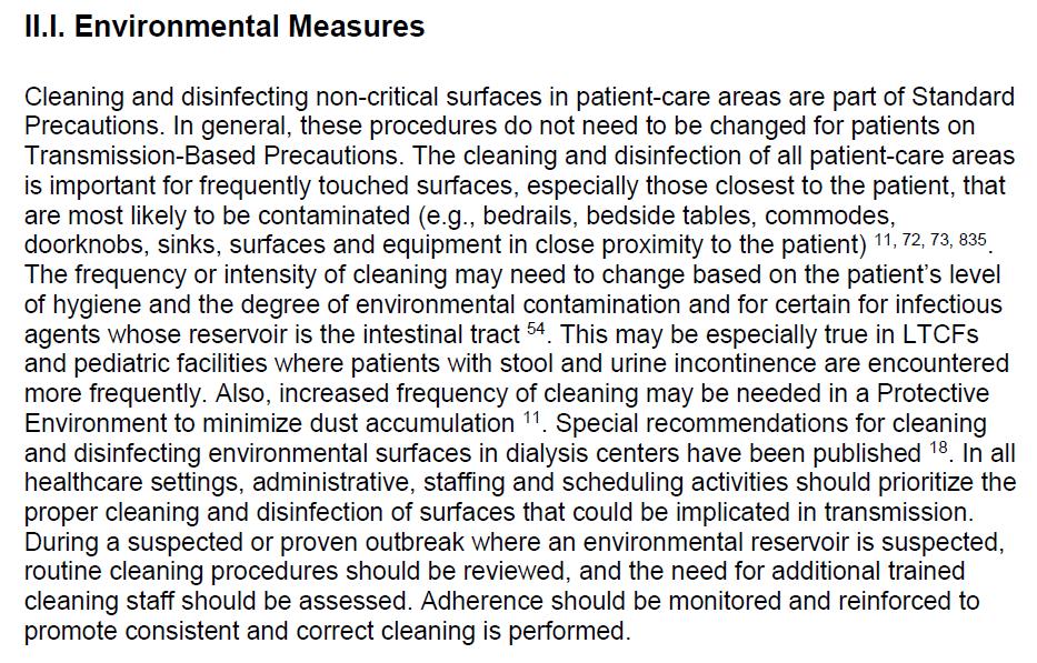 RACCOMANDAZIONI PER LA SANIFICAZIONE AMBIENTALE CDC - 2007 Guideline for Isolation Precautions: Preventing Transmission of Infectious Agents in Healthcare Settings Jane D.