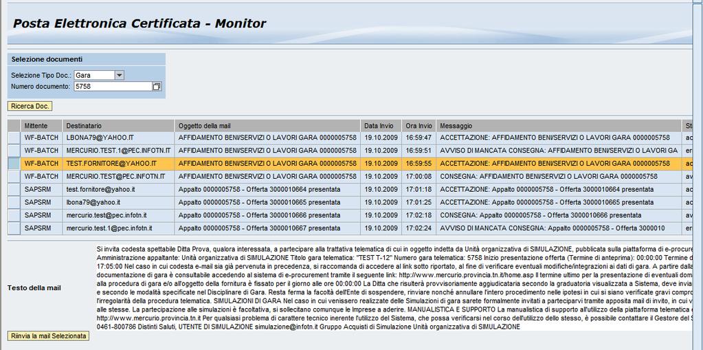 Figura 12 Visualizzazione testo delle comunicazioni PEC 7.