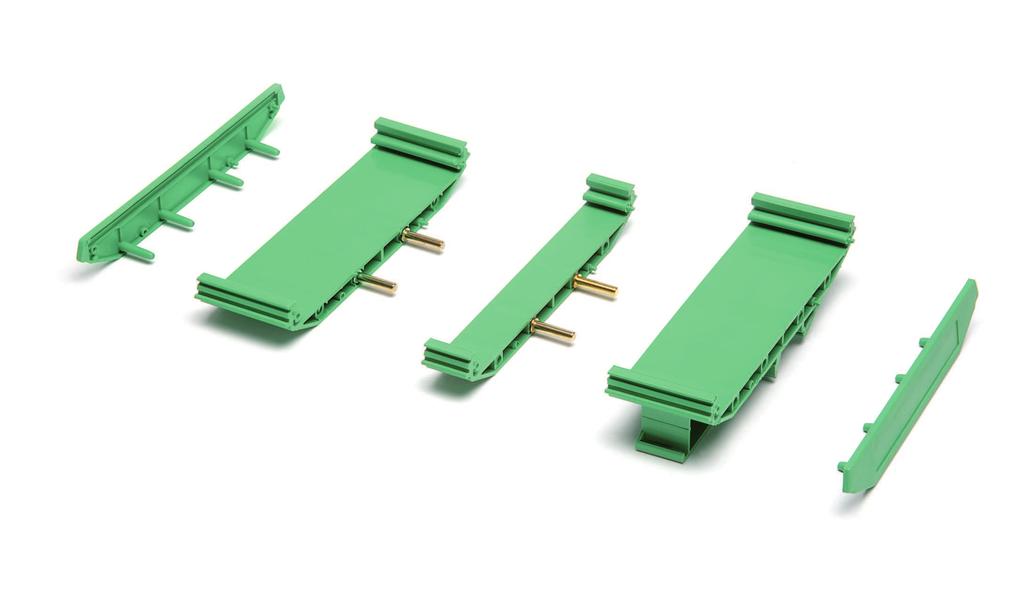 M 107 Supporti modulari per schede elettroniche agganciabili su guide DIN (EN 6071) Materiale: Poliammide UL 94V-0 autoestinguente Colore: Verde / Nero a richiesta I supporti componibili M107 sono