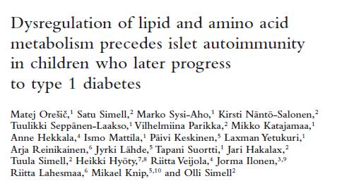 Lipidomica e diabete Già nel sangue del cordone: Riduzione di