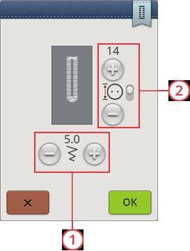 Modifica asola Se si seleziona un'asola e si sfiora il pulsante di modifica, un popup sarà visualizzato