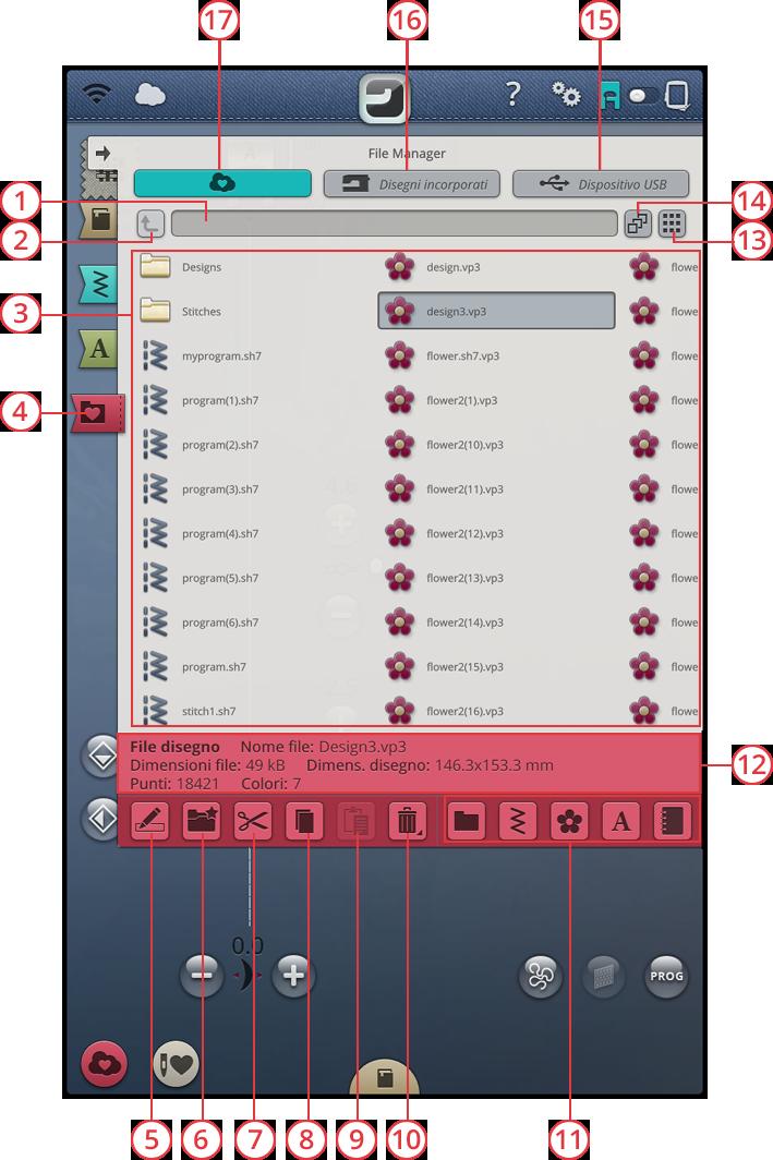 Panoramica su File Manager Il file manager viene utilizzato per aprire i file di disegno, i file di font e i file dei punti.
