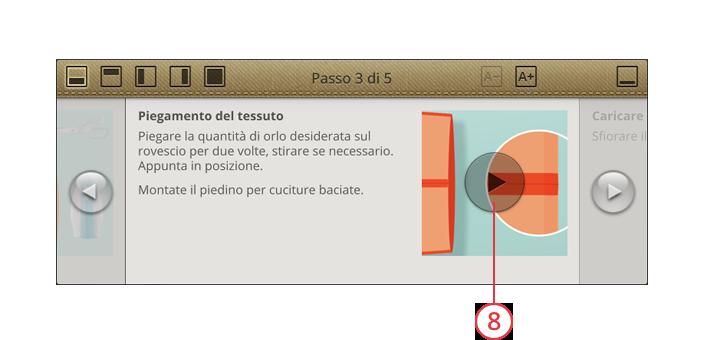 1. Spostare il visualizzatore sullo schermo come desiderato per poter raggiungere i pulsanti nascosti mentre si seguono le procedure. 2.