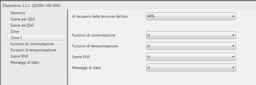 Software applicativo: Parametri (continua) Zona X Questi parametri sono disponibili per tutte le zone abilitate sulla centralina GRAFIK Eye QS.