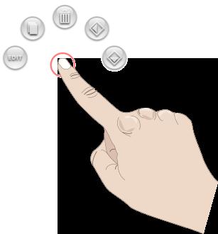 Sfiorare e Spostare Sfiorare una volta e senza rilasciare spostare le dita in una posizione diversa sullo schermo per sfiorare e muovere, ad esempio per spostare un disegno selezionato nell'area di