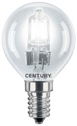 lampade alogene "century" sfera chiare E14 gradi K 2800 risparmio energetico del 30% rispetto ad una lampadina ad incandescenza con regolazione tramite dimmer, volt 230, classe D, dimensioni mm.
