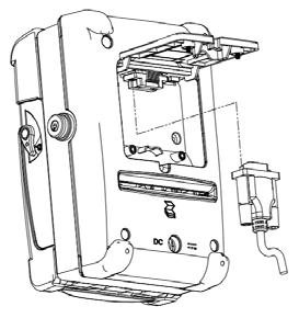 carta Collegamento del cavo di comunicazione 1. Aprire lo sportello incernierato del cavo allentando due viti. Sollevare lo sportello. 2. Inserire il cavo null modem nella porta RS232.