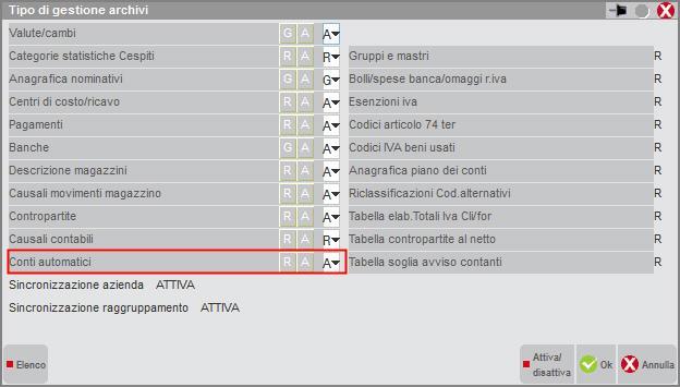 tabella dei conti automatici è comune a tutte le aziende del raggruppamento, se è necessario fare la modifica di cui sopra, è bene rendere tale tabella aziendale.