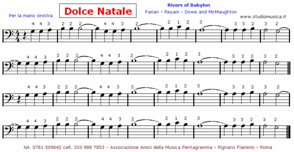 Brano n. 08 River of Babylon (Dolce Natale) Mano Sinistra Si estende per 5 note La legatura di valore ora è applicata ad altre figure Fai attenzione. file Avi n.