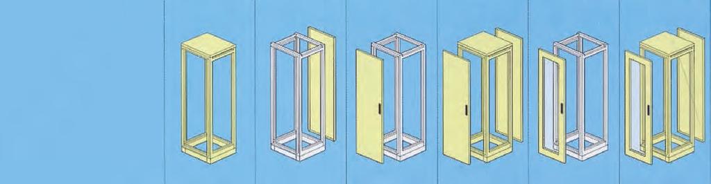 ARMADI PER DISTRIBUZIONE ELETTRICA Serie CP900 - Panoramica esecuzioni e componenti principali Dimensioni in mm A B C L H P struttura posteriore porta cieca A + B + C D porta oblò A + B + D 300 1850