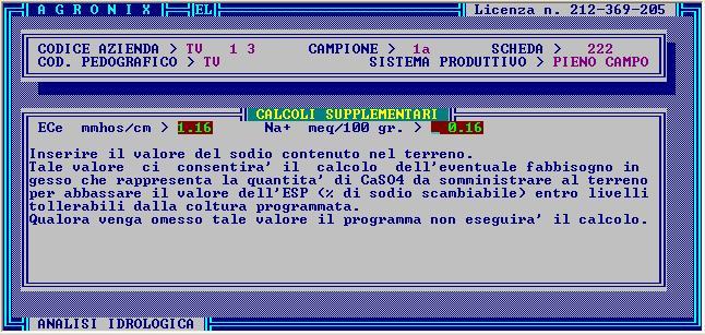 tollerabili dalla coltura programmata. Qualora venga omesso tale valore il programma non eseguirà il calcolo (fig. 10-10). Fig.