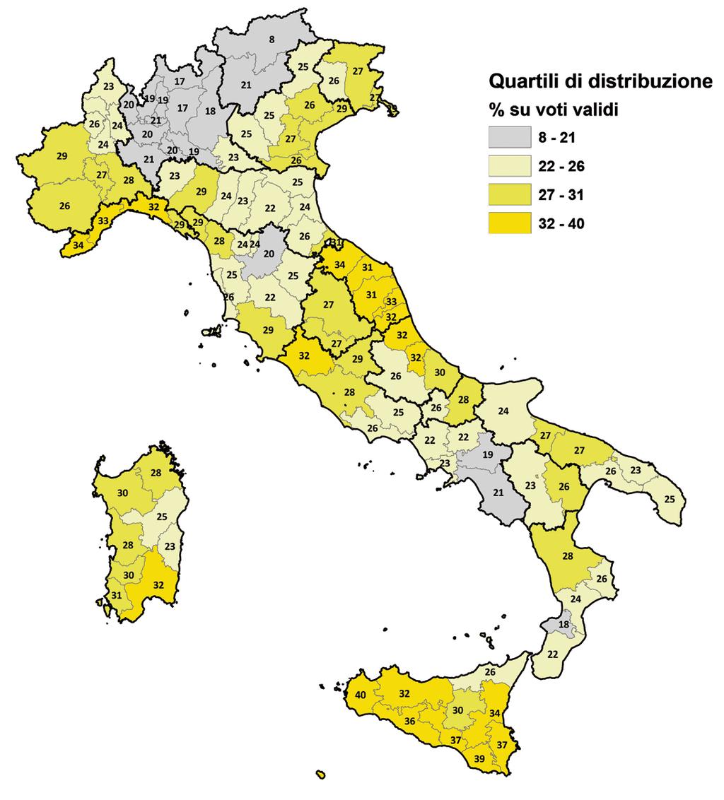 Fig. 4 Distribuzione geografica del voto