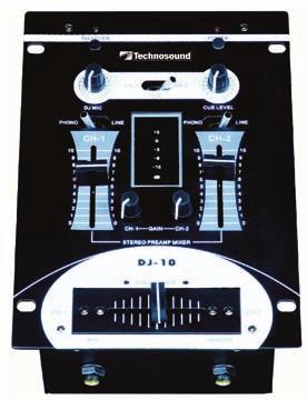 MIXER PER DJ 59 DJ-10 2 Ingressi Phono, 2 Ingressi Line e Mic Input Funzione Talkover Controllo Crossfader per la transizione del segnale tra CH-1 e CH-2 Controllo Gain del livello del segnale DJ-Mic